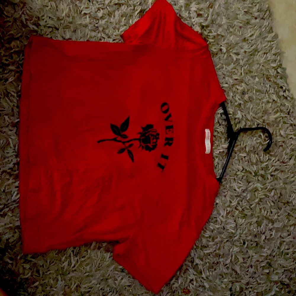 Red rose crop top from ROMWE